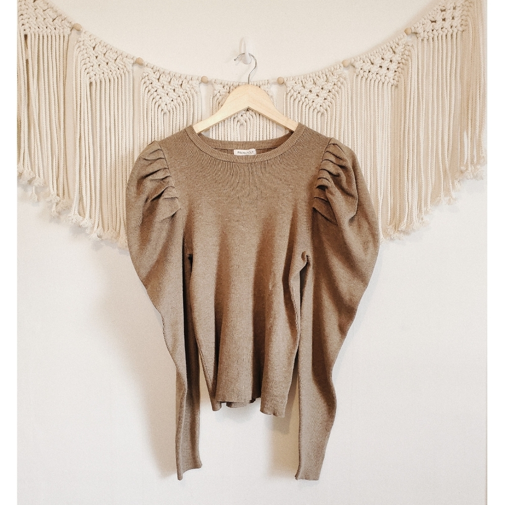 Prologue Brown Puff Shoulder Sweater sz XS